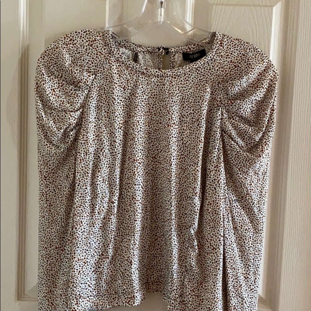 Affirm leopard blouse with ruching shoulders 256